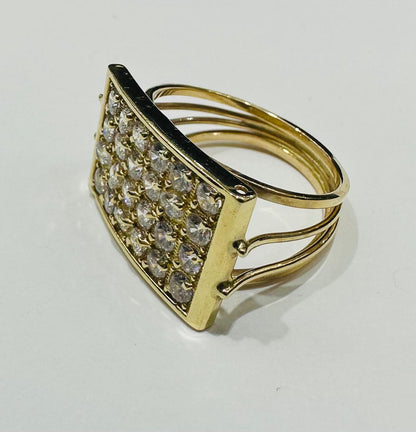 10K GOLD WHITE SAPPHIRE STONE RING- 4.3gm
