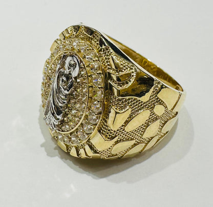 10K GOLD SAN JUDAS TWO TONED NUGGET RING- 7.0gm