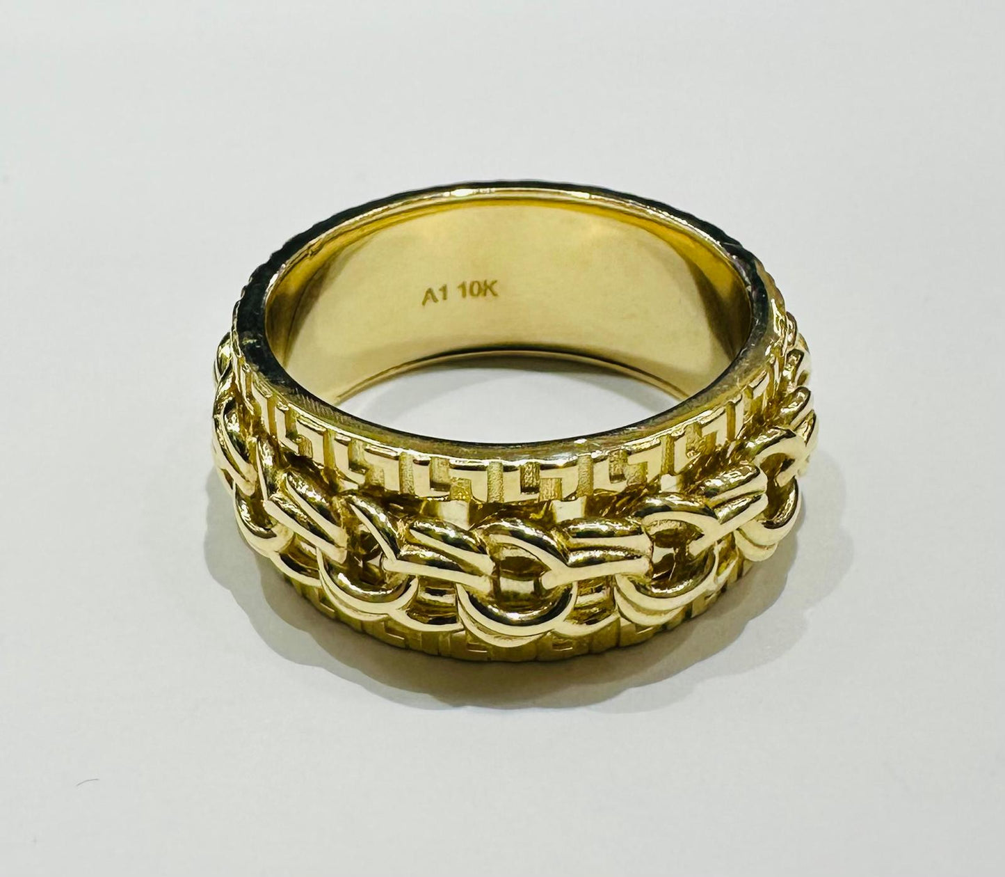 10K GOLD SPINNING CUBAN LINK RING- 11.5gm