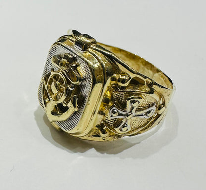 10K GOLD TWO TONED ANCHOR RING- 5.2gm