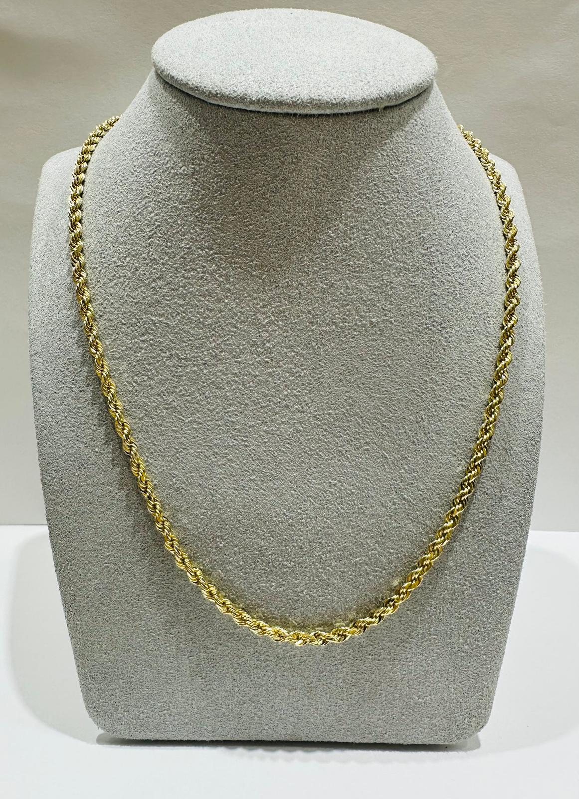 10K GOLD ROPE CHAIN NECKLACE-  12.5gm    18"    2.70mm