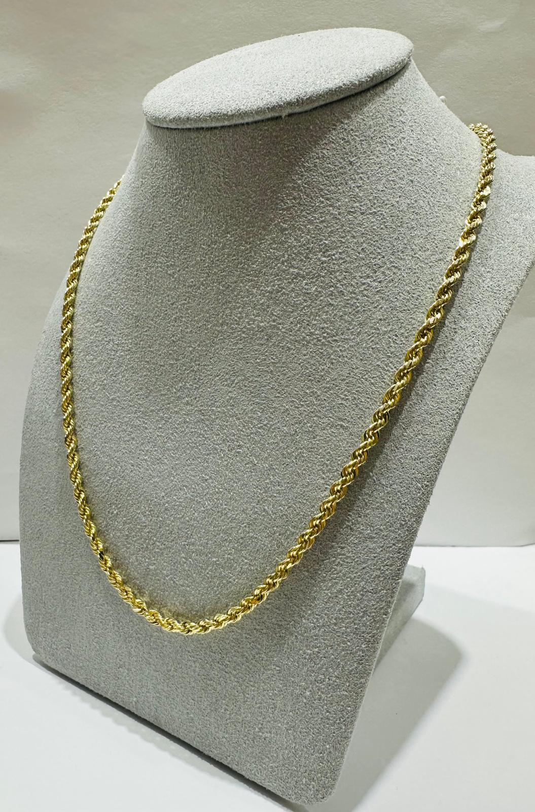 10K GOLD ROPE CHAIN NECKLACE-  12.5gm    18"    2.70mm