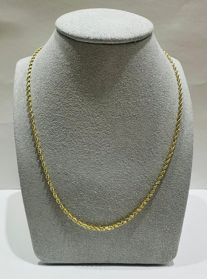 10K GOLD ROPE CHAIN NECKLACE-  7.3gm    22"    1.95mm