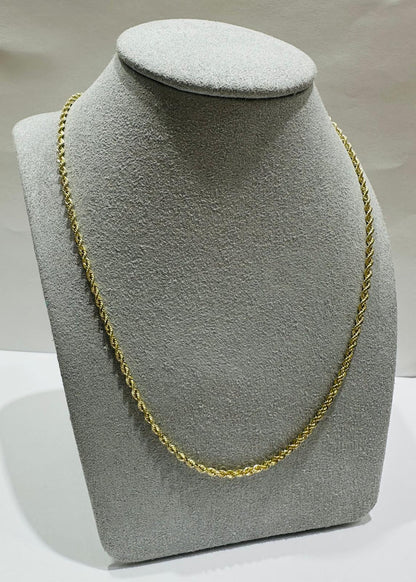 10K GOLD ROPE CHAIN NECKLACE-  7.3gm    22"    1.95mm