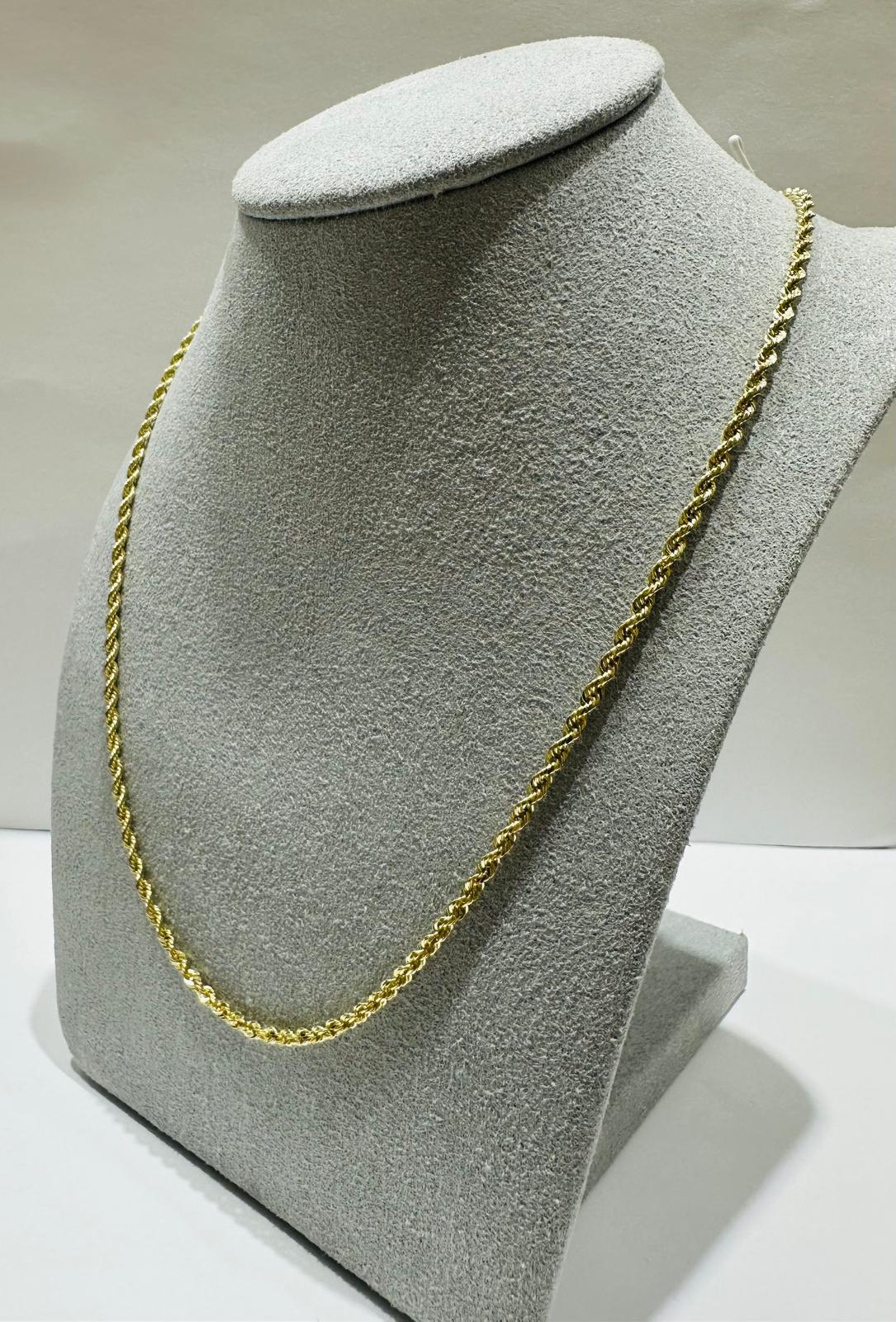 10K GOLD ROPE CHAIN NECKLACE-  7.3gm    22"    1.95mm