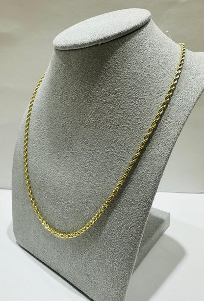 10K GOLD ROPE CHAIN NECKLACE-  7.3gm    22"    1.95mm