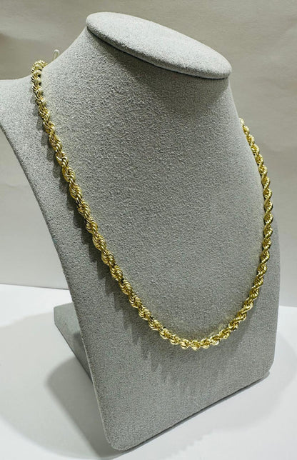 10K GOLD ROPE CHAIN NECKLACE-  19.8gm    18"    3.20mm