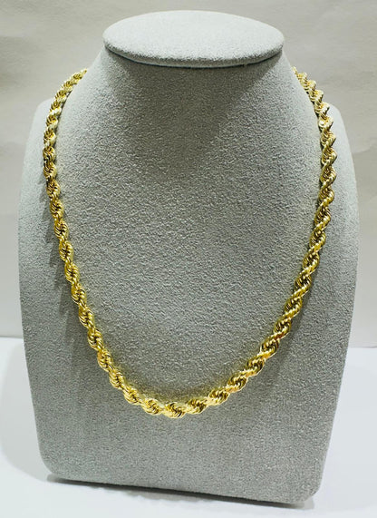10K GOLD ROPE CHAIN NECKLACE-  28.4gm    18"    3.70mm
