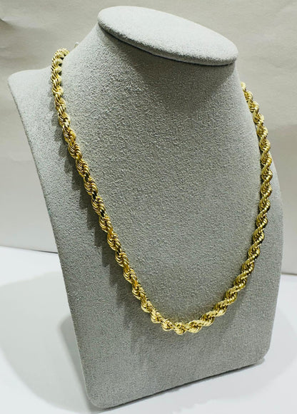 10K GOLD ROPE CHAIN NECKLACE-  28.4gm    18"    3.70mm