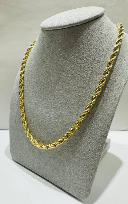 10K GOLD ROPE CHAIN NECKLACE-  28.4gm    18"    3.70mm