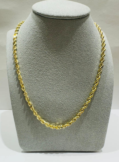 10K GOLD ROPE CHAIN NECKLACE-  22.9gm    20"    3.15mm