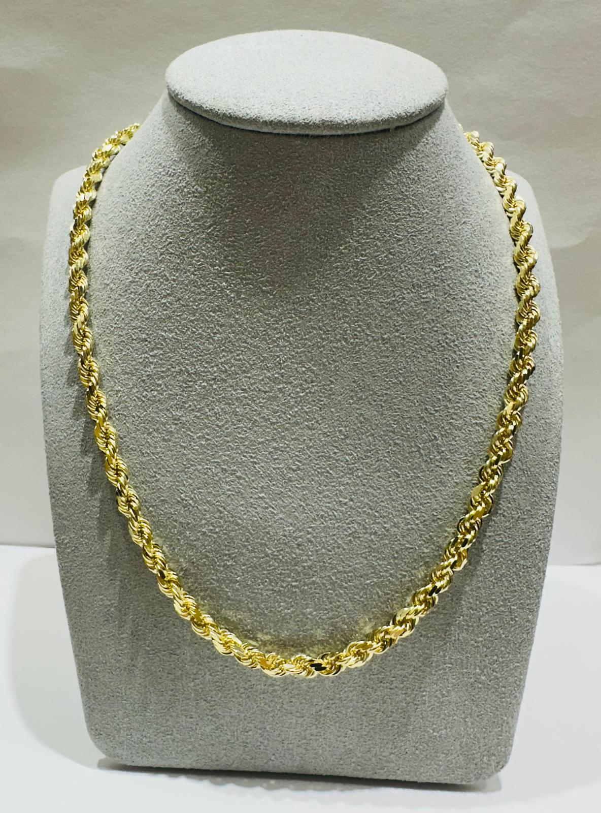 10K GOLD ROPE CHAIN NECKLACE-  31.9gm    20"    3.75mm