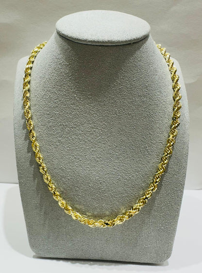 10K GOLD ROPE CHAIN NECKLACE-  31.9gm    20"    3.75mm