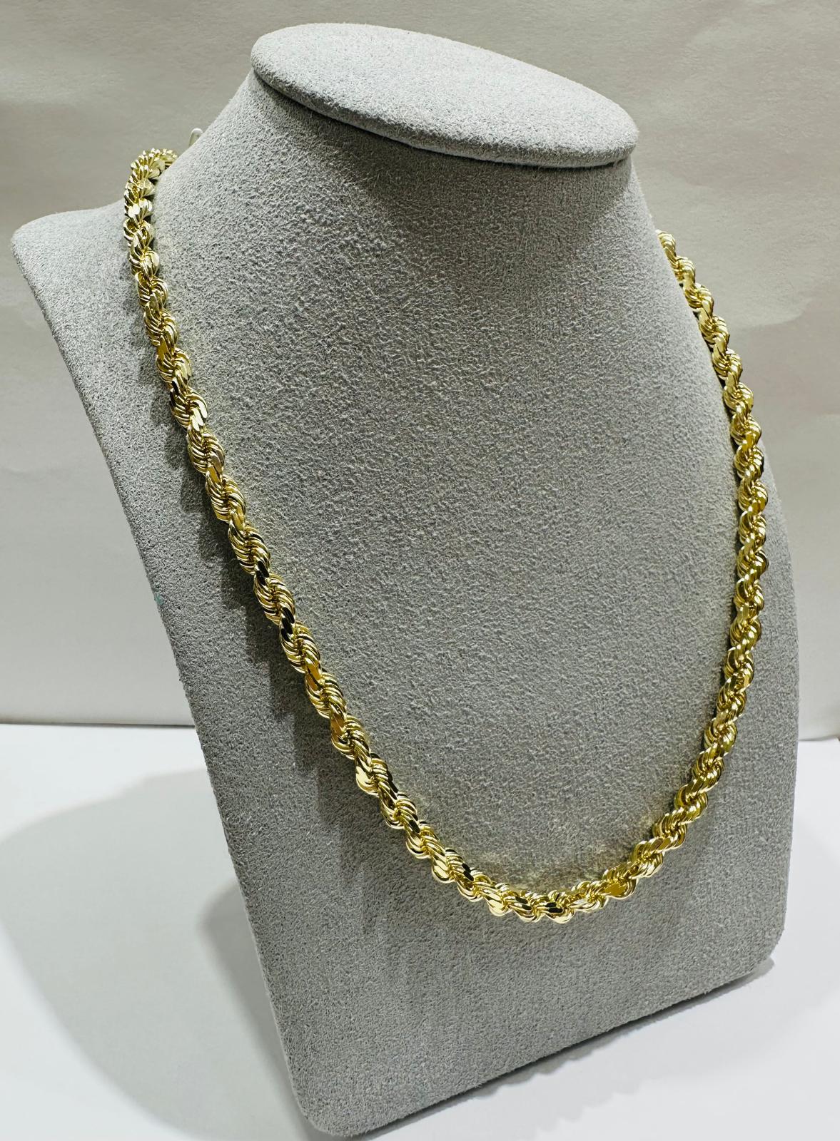 10K GOLD ROPE CHAIN NECKLACE-  31.9gm    20"    3.75mm