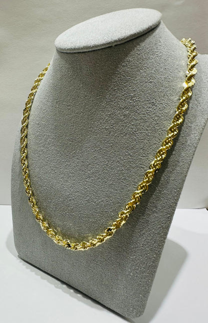 10K GOLD ROPE CHAIN NECKLACE-  31.9gm    20"    3.75mm