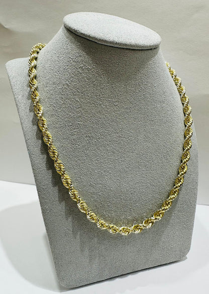 10K GOLD ROPE CHAIN NECKLACE-  37.8gm    20"    4.55mm