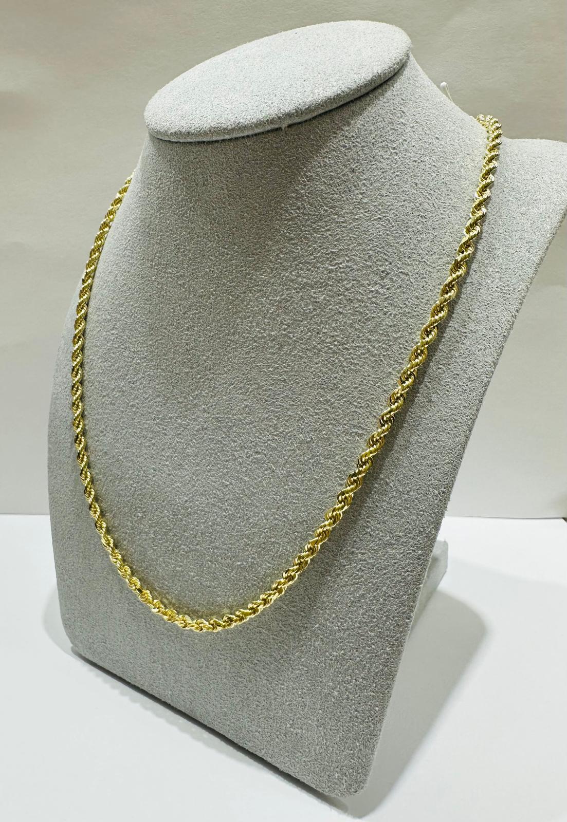 10K GOLD ROPE CHAIN NECKLACE-  15.5gm    22"    2.70mm
