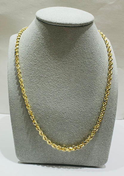 10K GOLD ROPE CHAIN NECKLACE-  27.0gm    24"    3.25mm