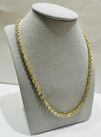 10K GOLD ROPE CHAIN NECKLACE-  27.0gm    24"    3.25mm