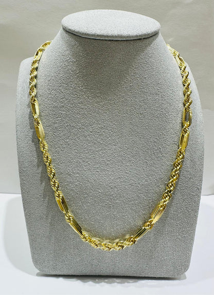 10K GOLD ROPE CHAIN NECKLACE-  35.1gm    24"    3.70mm