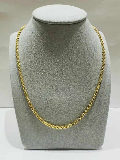 10K GOLD ROPE CHAIN NECKLACE-  16.8gm    24"    2.55mm
