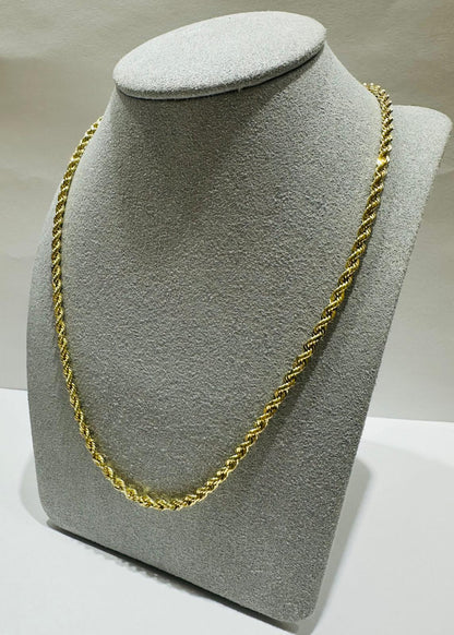 10K GOLD ROPE CHAIN NECKLACE-  18.4gm    26"    2.55mm