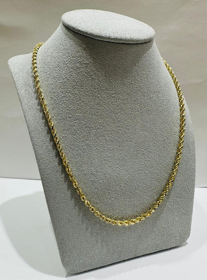 10K GOLD ROPE CHAIN NECKLACE-  16.8gm    24"    2.55mm