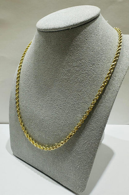 10K GOLD ROPE CHAIN NECKLACE-  16.8gm    24"    2.55mm