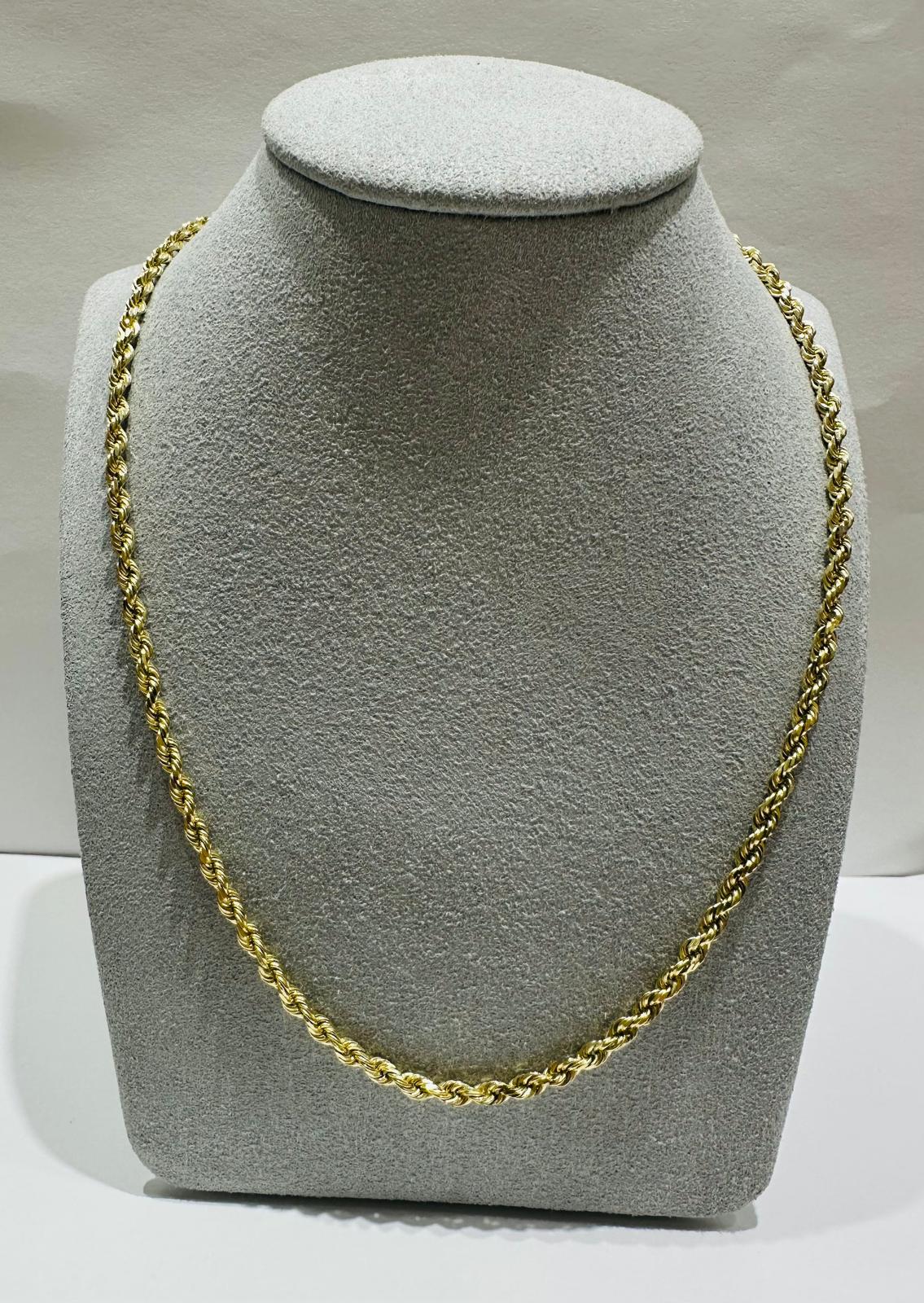 10K GOLD ROPE CHAIN NECKLACE-  18.9gm    26"    2.70mm