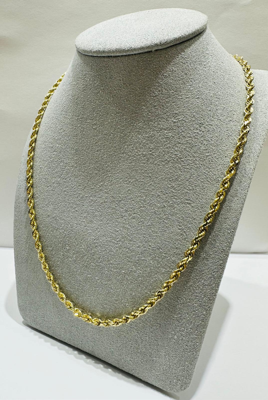 10K GOLD ROPE CHAIN NECKLACE-  18.9gm    26"    2.70mm