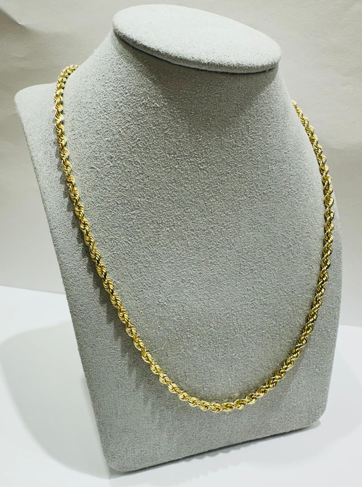 10K GOLD ROPE CHAIN NECKLACE-  18.9gm    26"    2.70mm