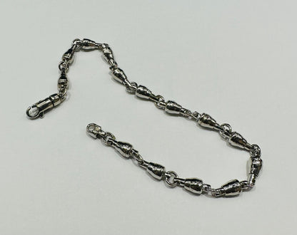 10K WHITE GOLD FISHER LINK CHAIN BRACELET-  9gm    7"    3.75mm