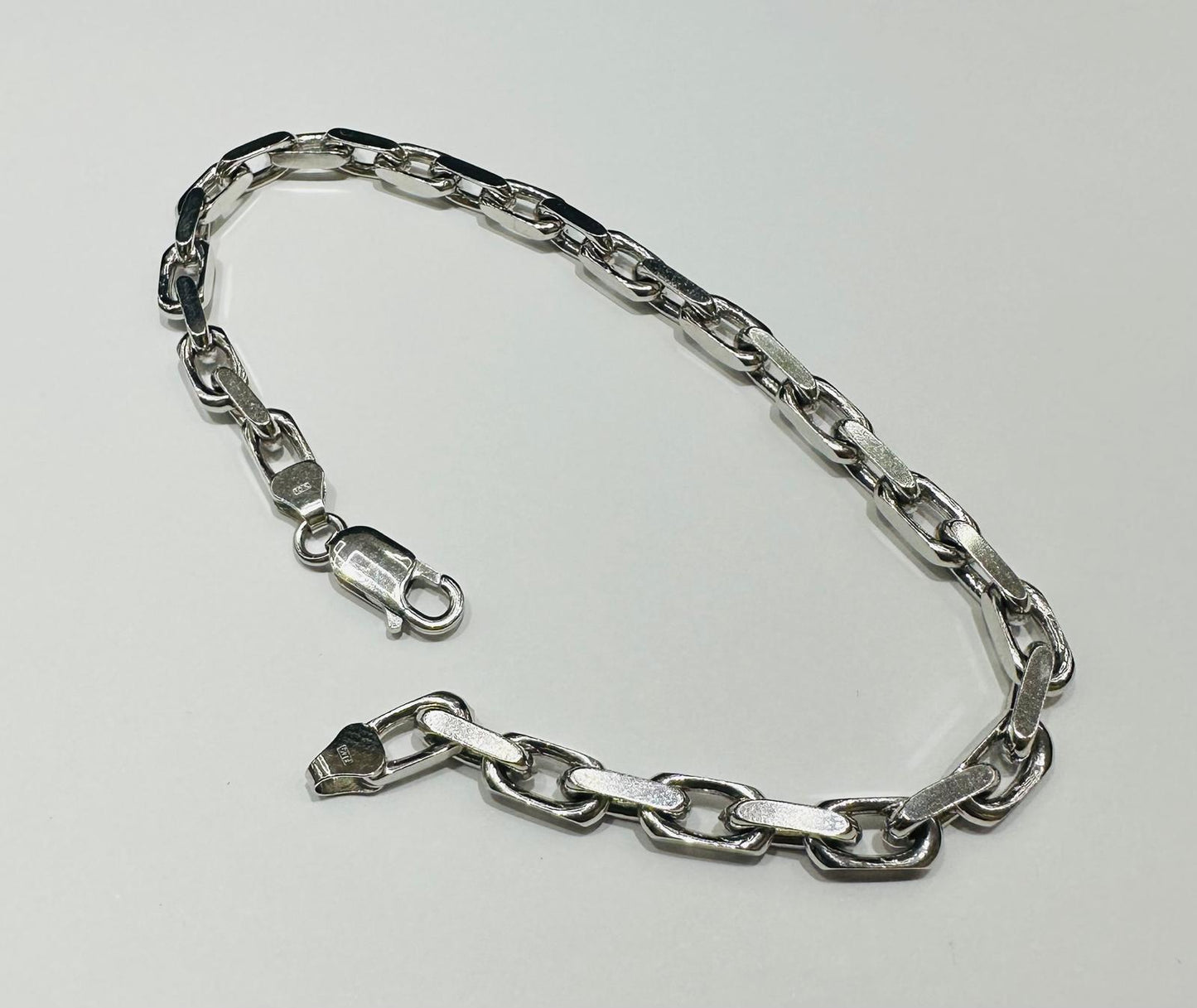 10K WHITE GOLD ANCHOR LINK CHAIN BRACELET-  19.2gm    8"    4.58mm