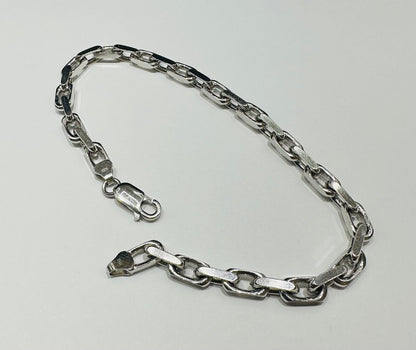 10K WHITE GOLD ANCHOR LINK CHAIN BRACELET-  19.2gm    8"    4.58mm
