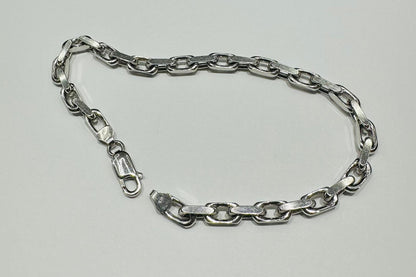 10K WHITE GOLD ANCHOR LINK CHAIN BRACELET-  19.2gm    8"    4.58mm