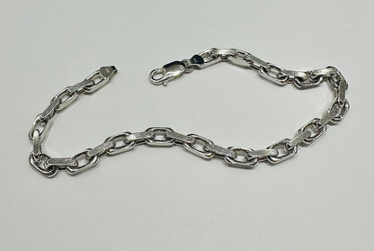 10K WHITE GOLD ANCHOR LINK CHAIN BRACELET-  19.2gm    8"    4.58mm