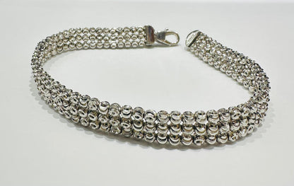 10K WHITE GOLD MOONCUT LINK CHAIN BRACELET-  15.5gm    8"    8.32mm