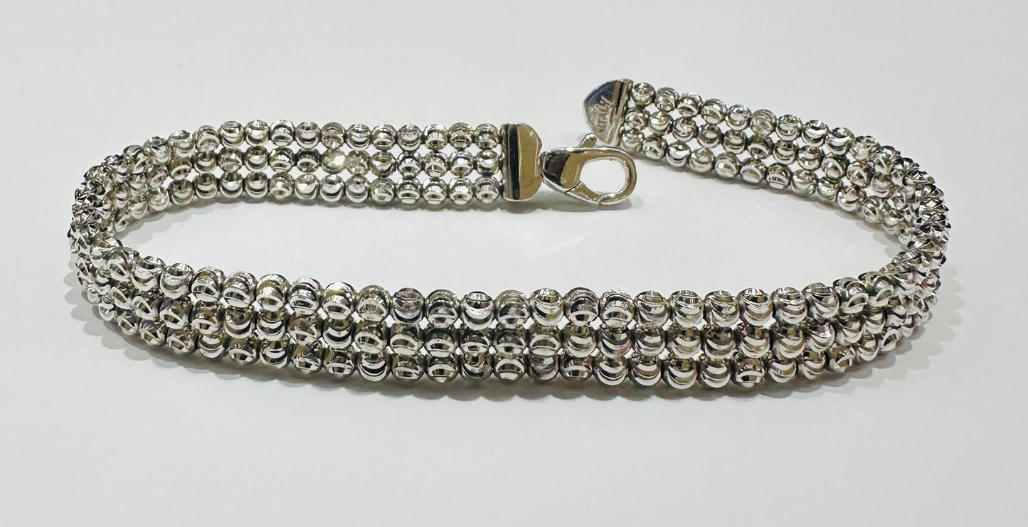 10K WHITE GOLD MOONCUT LINK CHAIN BRACELET-  15.5gm    8"    8.32mm