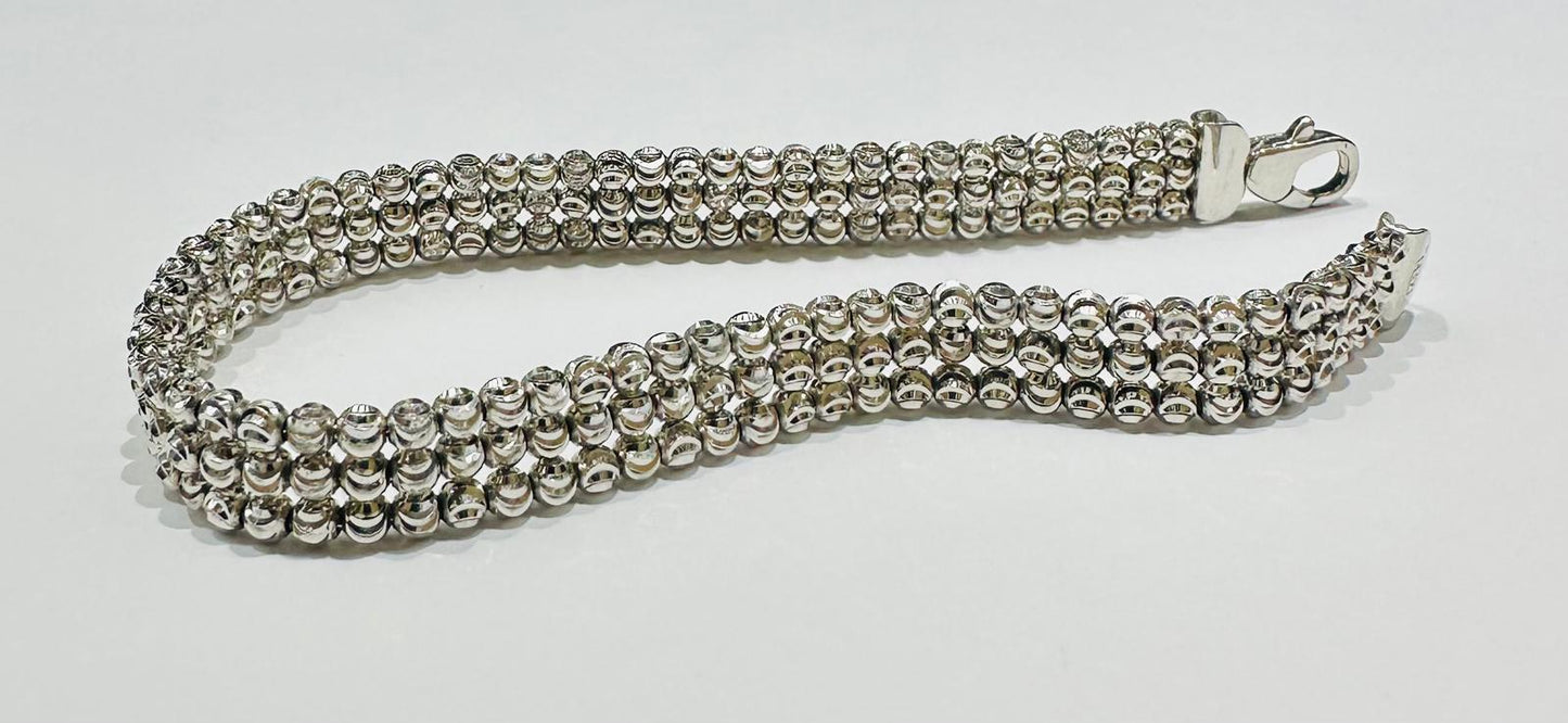 10K WHITE GOLD MOONCUT LINK CHAIN BRACELET-  15.5gm    8"    8.32mm