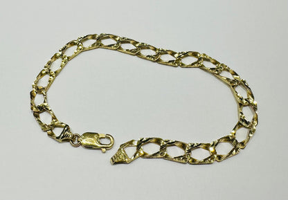 10K GOLD CUBAN LINK CHAIN BRACELET-  8.8gm    8"    6.75mm