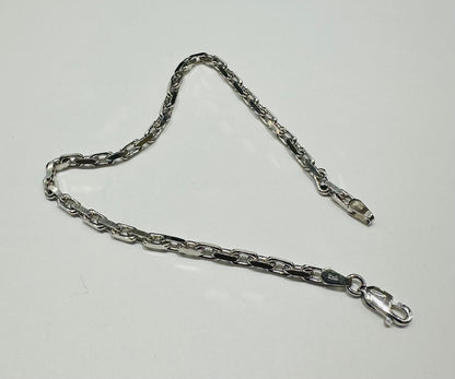 10K WHITE GOLD ANCHOR LINK CHAIN BRACELET-  8.3gm    8"    2.72mm