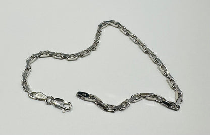 10K WHITE GOLD ANCHOR LINK CHAIN BRACELET-  8.3gm    8"    2.72mm