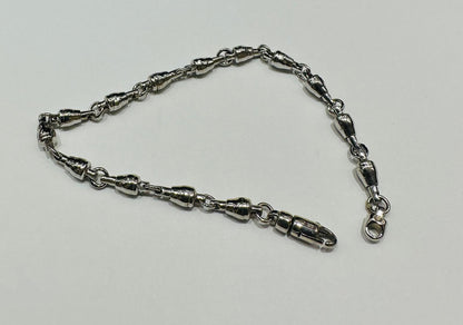 10K WHITE GOLD FISHER LINK CHAIN BRACELET-  9gm    7"    3.75mm