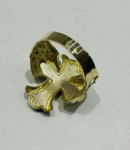 10K GOLD CROSS NUGGET RING- 5.1gm