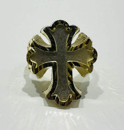 10K GOLD CROSS NUGGET RING- 5.1gm