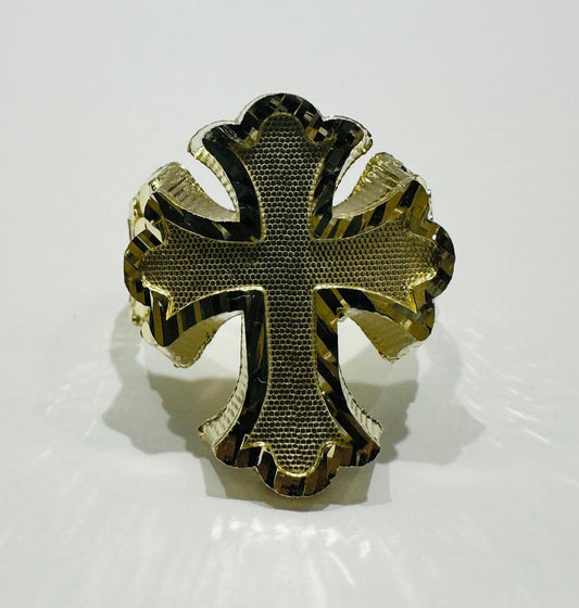 10K GOLD CROSS NUGGET RING- 5.1gm