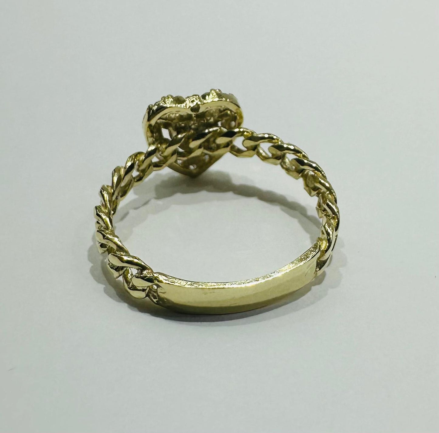 10K GOLD HEART RING WITH CZ STONES- 2.8gm