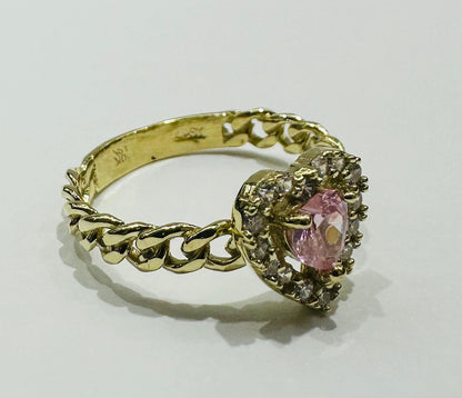 10K GOLD HEART RING WITH CZ STONES- 2.8gm
