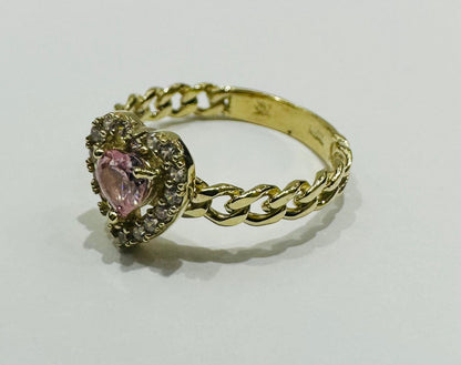 10K GOLD HEART RING WITH CZ STONES- 2.8gm