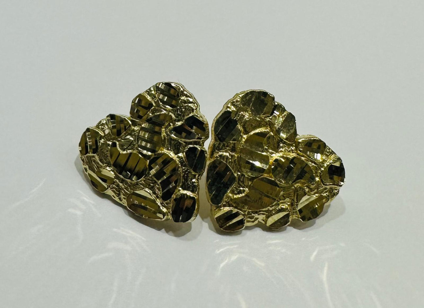 10K GOLD HEART NUGGET EARRINGS- 2.7gm